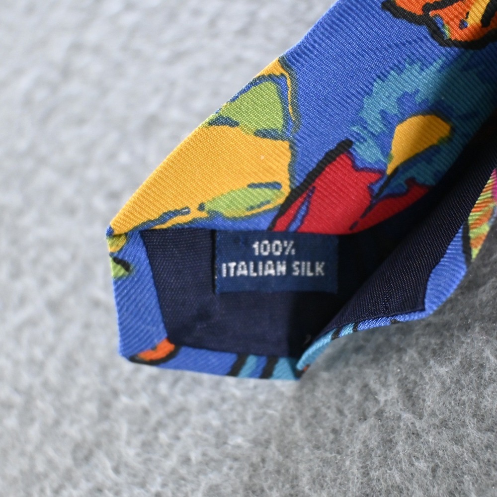 Gap Mens Vintage 90s Novelty Jacket Print Italian Silk Tie OS Blue Multicolor - Picture 4 of 7